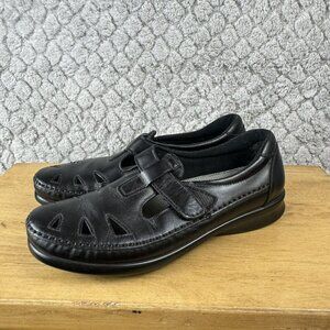 SAS Roamers Black Leather Slip on Loafers Size 7.5‎ Slim USA made VGUC